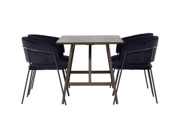 Kaseidon Matgrupp 120 cm Rektangulär med 4 Selma Stolar - Svart - Möbler - Bord & matgrupp - Matgrupp