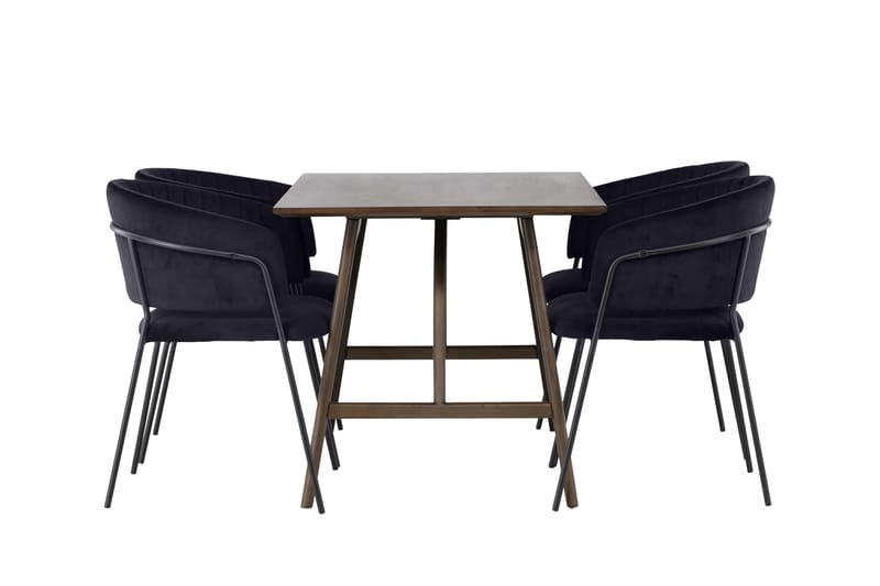 Kaseidon Matgrupp 120 cm Rektangulär med 4 Selma Stolar - Svart - Möbler - Bord & matgrupp - Matgrupp