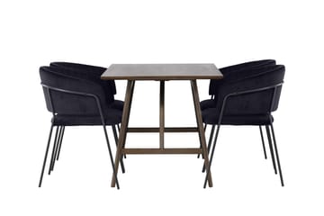 Kaseidon Matgrupp 120 cm Rektangulär med 4 Selma Stolar - Svart - Möbler - Bord & matgrupp - Matgrupp