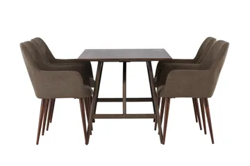Kaseidon Matgrupp 120 cm Rektangulär med 4 Tomorrow stolar - Brun - Möbler - Bord & matgrupp - Matgrupp