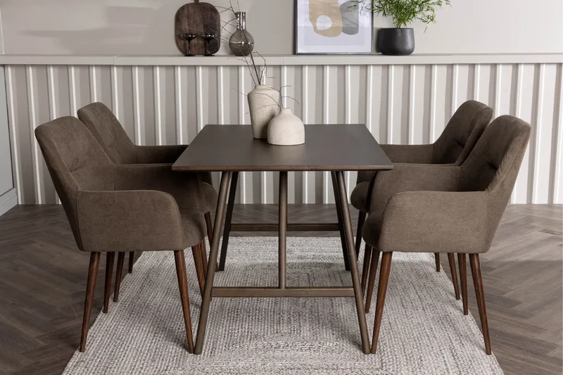 Kaseidon Matgrupp 120 cm Rektangulär med 4 Tomorrow stolar - Brun - Möbler - Bord & matgrupp - Matgrupp