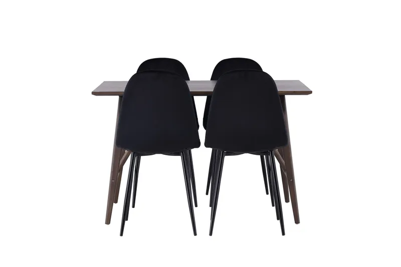 Kaseidon Matgrupp 120 cm Rektangulär med 4 Polar stolar, Svart