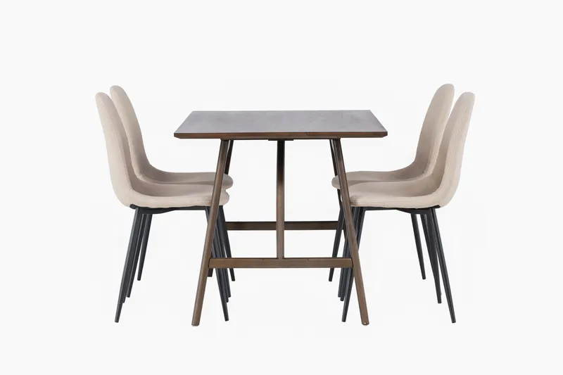 Kaseidon Matgrupp 120 cm Rektangulär med 4 Polar stolar - Beige - Möbler - Bord & matgrupp - Matgrupp