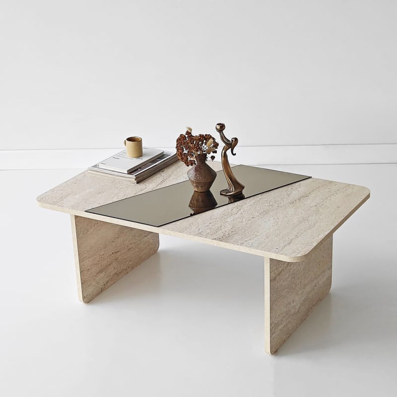 Kelrosin Soffbord Rektangulär - Bronzie Och Travertin - Möbler - Bord & matgrupp - Soffbord