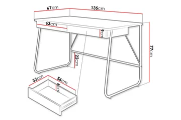 Aditiya Skrivbord 67x135 cm - Svart - Möbler - Bord & matgrupp - Kontorsbord - Skrivbord