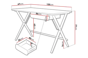 Aditiya Skrivbord 67x135 cm - Vit - Möbler - Bord & matgrupp - Kontorsbord - Skrivbord