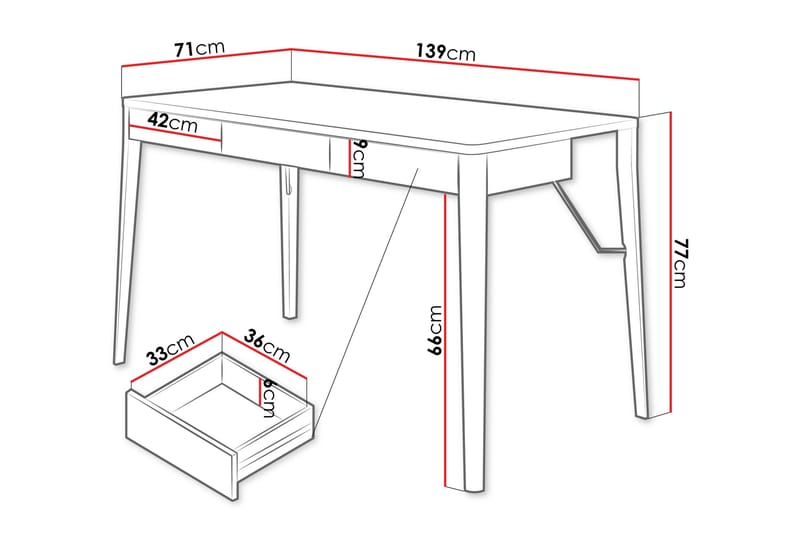 Aditiya Skrivbord 71x139 cm - Brun - Möbler - Bord & matgrupp - Kontorsbord - Skrivbord