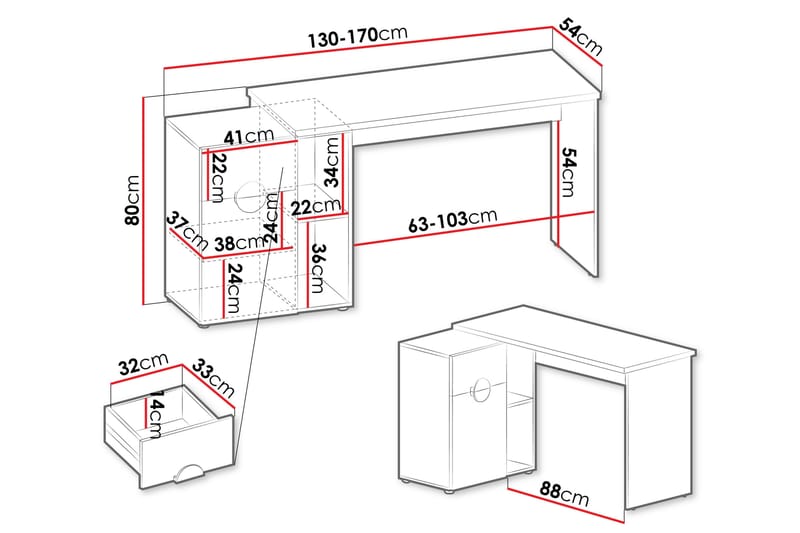 Adolfo Skrivbord 54x170 cm - Beige - Möbler - Bord & matgrupp - Kontorsbord - Skrivbord