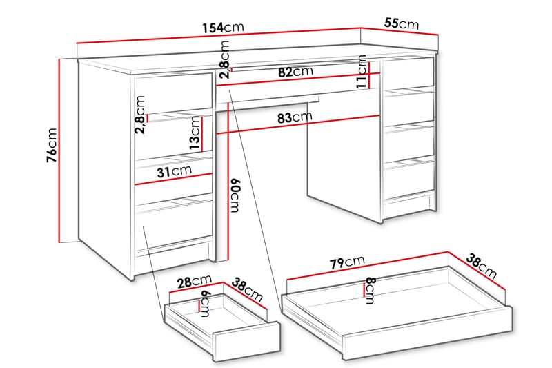 Adrash Skrivbord 55x154 cm - Brun - Möbler - Bord & matgrupp - Kontorsbord - Skrivbord