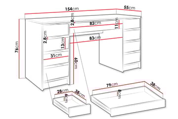 Adrash Skrivbord 55x154 cm - Svart - Möbler - Bord & matgrupp - Kontorsbord - Skrivbord