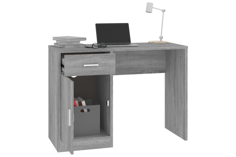 beBasic Skrivbord lådor & skåp grå sonoma 100x40x73cm konstruerat trä - Grey - Skrivbord - Datorbord