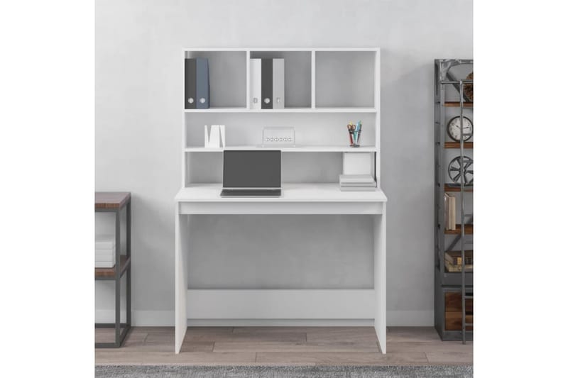 beBasic Skrivbord med hyllor vit 102x45x148 cm konstruerat trä - White - Skrivbord - Datorbord