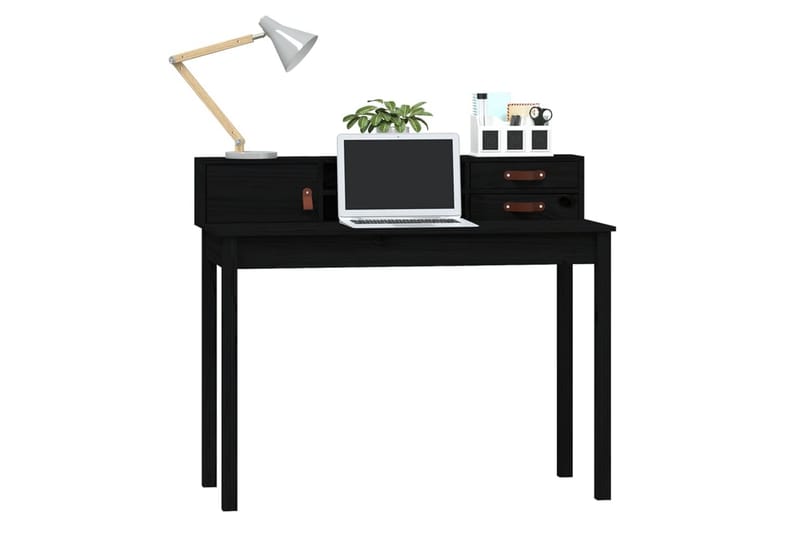 beBasic Skrivbord svart 110x50x93 cm massiv furu - Black - Skrivbord - Datorbord