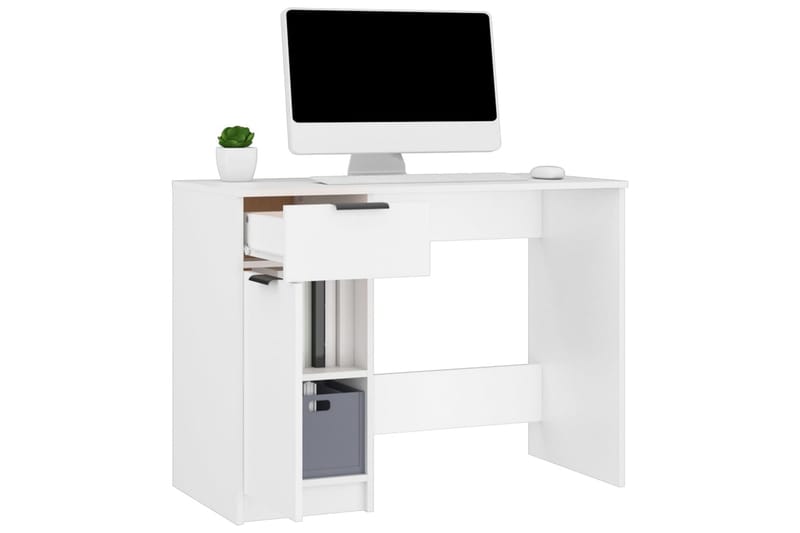 beBasic Skrivbord vit 100x50x75 cm konstruerat trä - White - Skrivbord - Datorbord