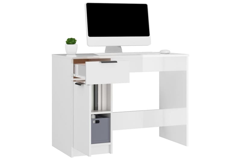 beBasic Skrivbord vit högglans 100x50x75 cm konstruerat trä - White - Skrivbord - Datorbord