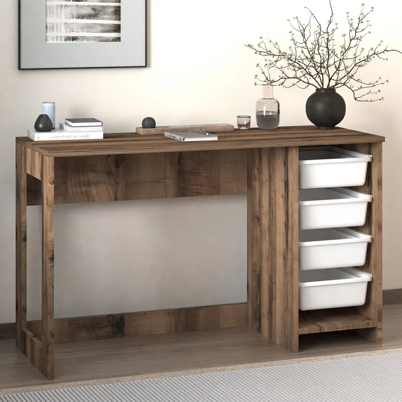 Branik Skrivbord 120x73x45 cm - White och Antique Walnut - Möbler - Bord & matgrupp - Kontorsbord - Skrivbord