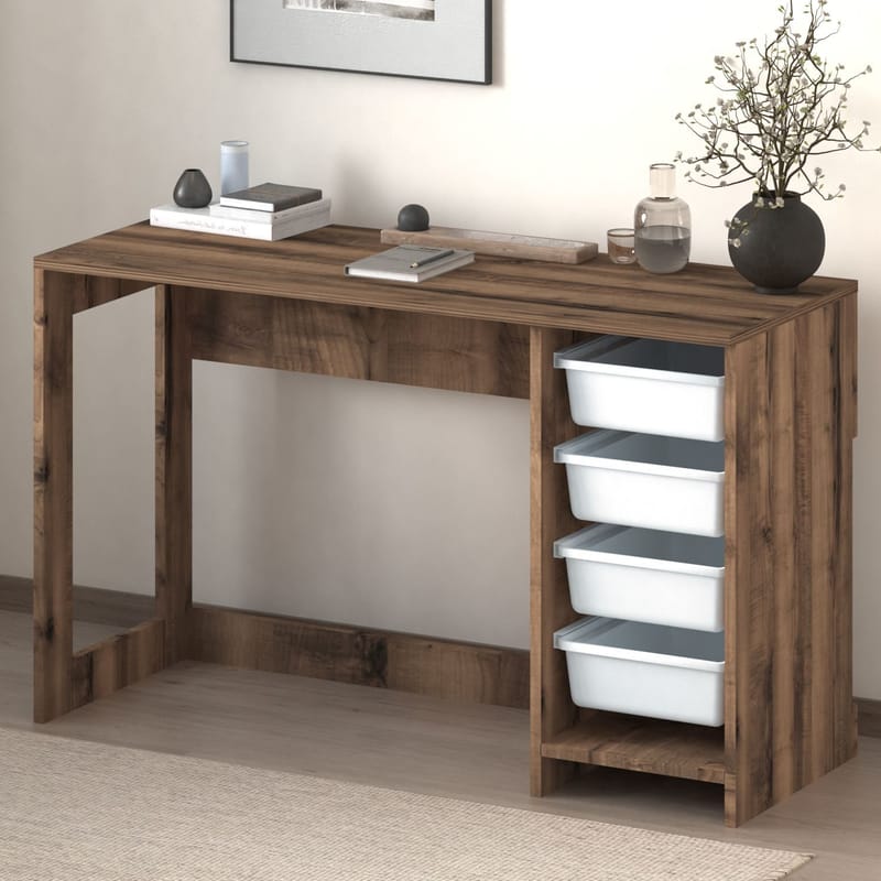 Branik Skrivbord 120x73x45 cm - White och Antique Walnut - Möbler - Bord & matgrupp - Kontorsbord - Skrivbord