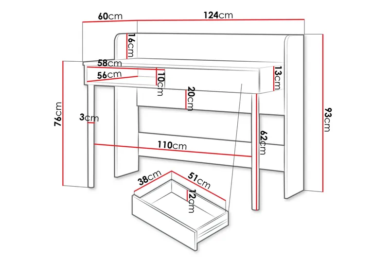 Buhan Skrivbord 60x124 cm - Beige/Brun - Möbler - Bord & matgrupp - Kontorsbord - Skrivbord