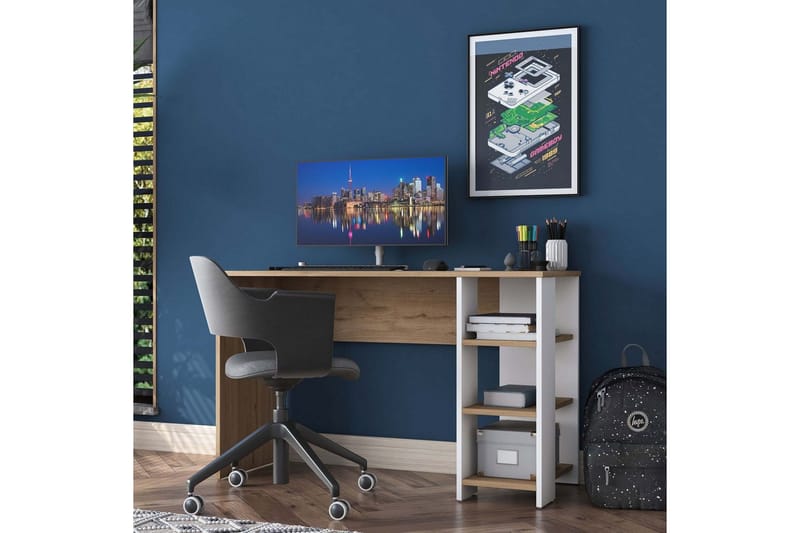 Caeton Skrivbord 45x120 cm - Rödfärgat trä/Vit - Möbler - Bord & matgrupp - Kontorsbord - Skrivbord