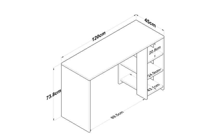 Caeton Skrivbord 45x120 cm - Rödfärgat trä/Vit - Möbler - Bord & matgrupp - Kontorsbord - Skrivbord