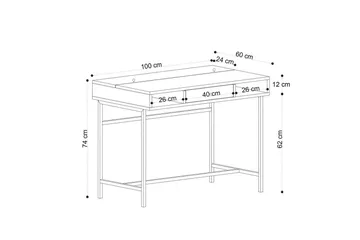 Cladells Skrivbord 60x100 cm - Ek/Svart - Möbler - Bord & matgrupp - Kontorsbord - Skrivbord