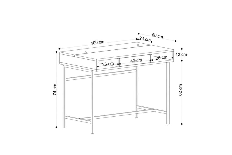 Cladells Skrivbord 60x100 cm - Ek/Svart - Möbler - Bord & matgrupp - Kontorsbord - Skrivbord