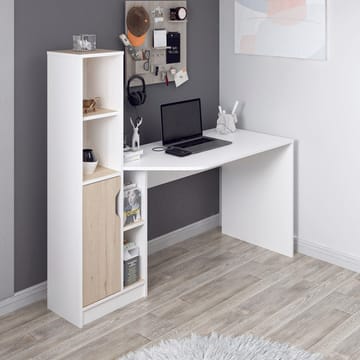 Dalenor Skrivbord 150x140x60 cm - Vit och valnöt - Möbler - Bord & matgrupp - Kontorsbord - Skrivbord