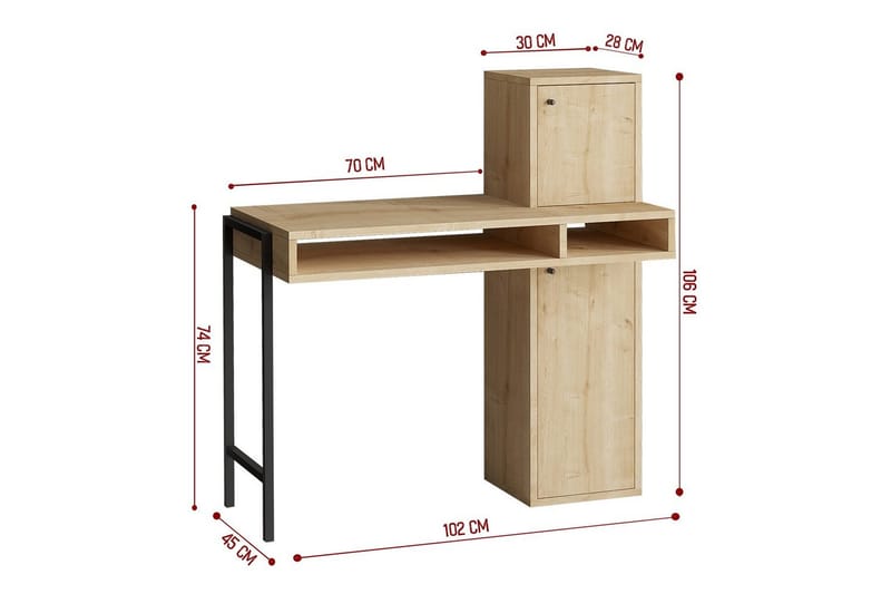 Dora Skrivbord 45x102 cm - Svart/Mediumfärgat trä - Möbler - Bord & matgrupp - Kontorsbord - Skrivbord