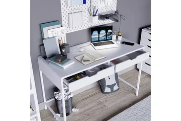Durusu Skrivbord 55x120 cm med Lådor i Trä med Metallstativ - Vit - Möbler - Bord & matgrupp - Kontorsbord - Skrivbord