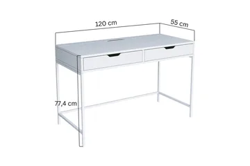 Durusu Skrivbord 55x120 cm med Lådor i Trä med Metallstativ - Vit - Möbler - Bord & matgrupp - Kontorsbord - Skrivbord
