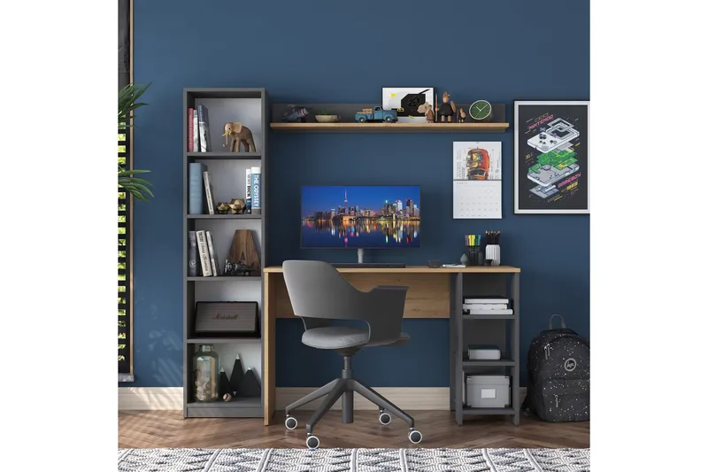 Eireann Skrivbord 45x160 cm - Valnöt/Antracit - Möbler - Bord & matgrupp - Kontorsbord - Skrivbord