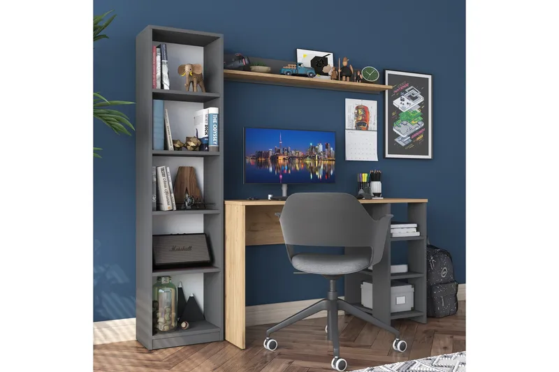 Eireann Skrivbord 45x160 cm - Valnöt/Antracit - Möbler - Bord & matgrupp - Kontorsbord - Skrivbord