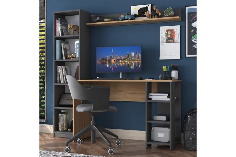 Eireann Skrivbord 45x160 cm - Valnöt/Antracit - Möbler - Bord & matgrupp - Kontorsbord - Skrivbord