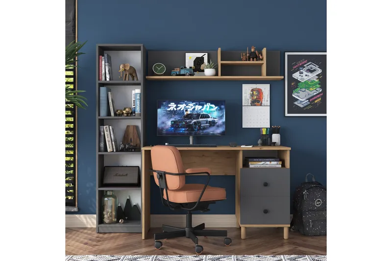 Eireann Skrivbord 50x120 cm - Valnöt/Antracit - Möbler - Bord & matgrupp - Kontorsbord - Skrivbord