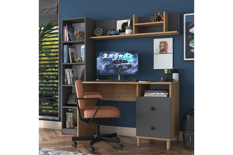 Eireann Skrivbord 50x120 cm - Valnöt/Antracit - Möbler - Bord & matgrupp - Kontorsbord - Skrivbord