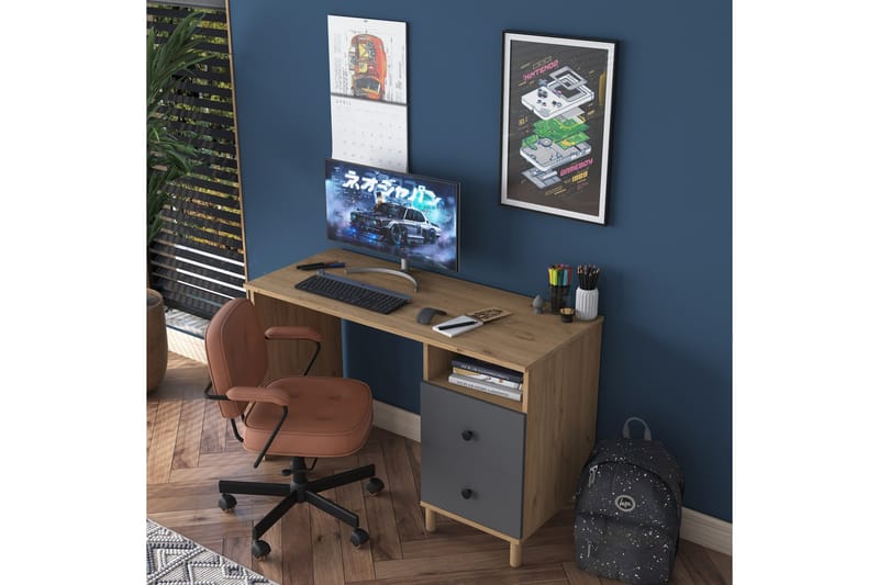 Eireann Skrivbord 50x120 cm - Valnöt/Antracit - Möbler - Bord & matgrupp - Kontorsbord - Skrivbord