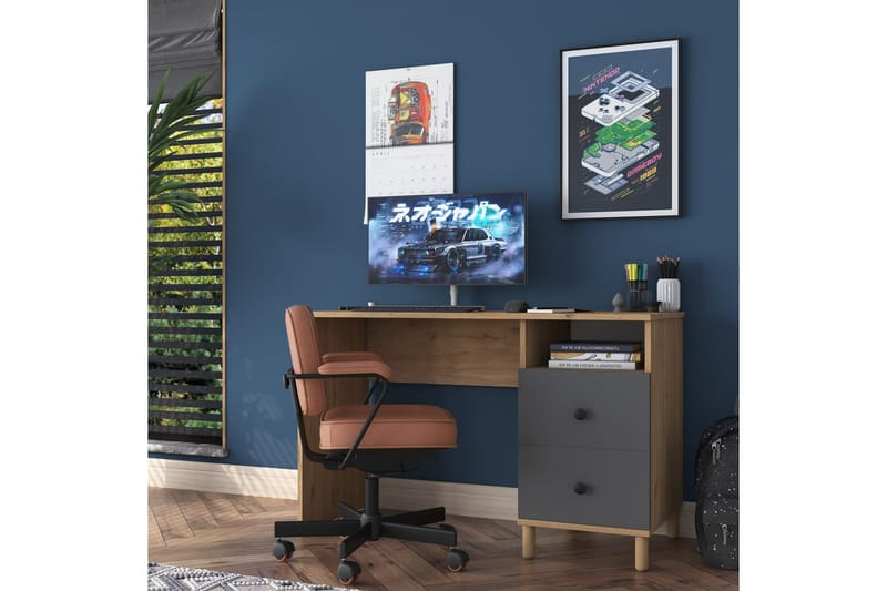 Eireann Skrivbord 50x120 cm - Valnöt/Antracit - Möbler - Bord & matgrupp - Kontorsbord - Skrivbord