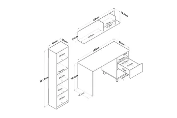 Eireann Skrivbord 50x120 cm - Valnöt/Antracit - Möbler - Bord & matgrupp - Kontorsbord - Skrivbord