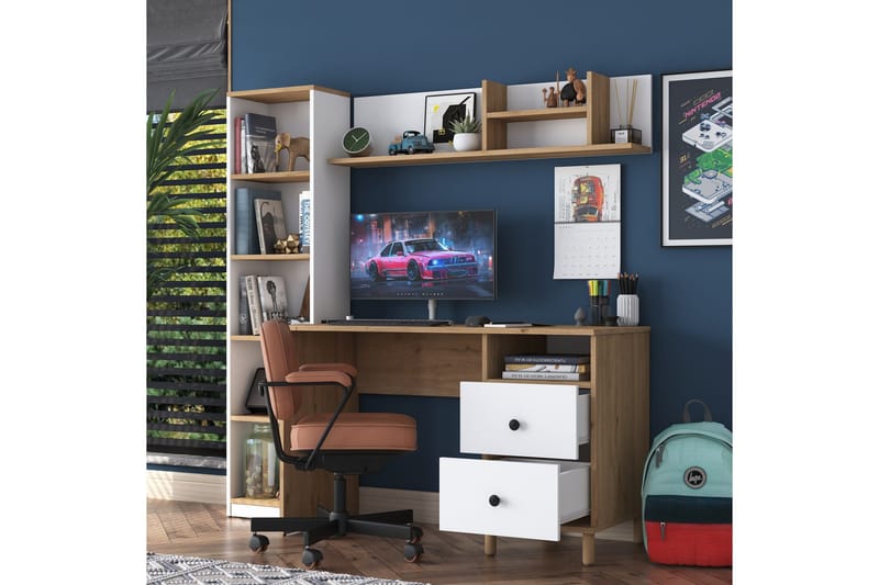 Eireann Skrivbord 50x120 cm - Valnöt/Vit - Möbler - Bord & matgrupp - Kontorsbord - Skrivbord