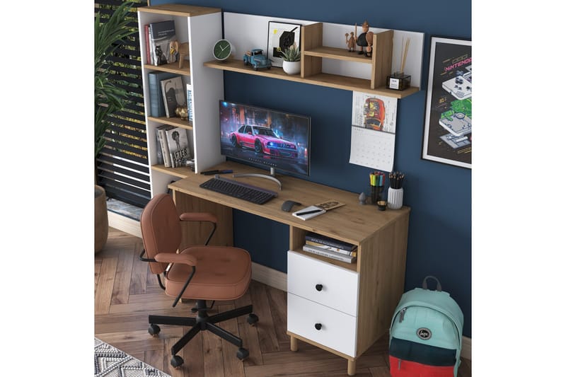 Eireann Skrivbord 50x120 cm - Valnöt/Vit - Möbler - Bord & matgrupp - Kontorsbord - Skrivbord