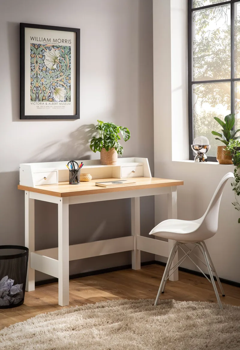 Eliara Skrivbord 106 cm - Vit och eklook - Möbler - Bord & matgrupp - Kontorsbord - Skrivbord