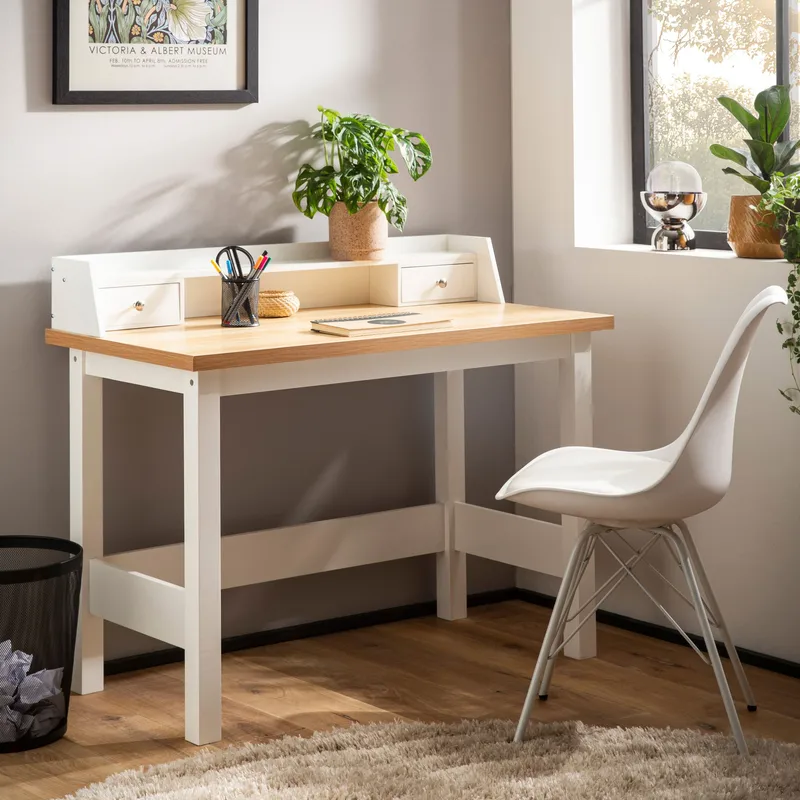 Eliara Skrivbord 106 cm - Vit och eklook - Möbler - Bord & matgrupp - Kontorsbord - Skrivbord