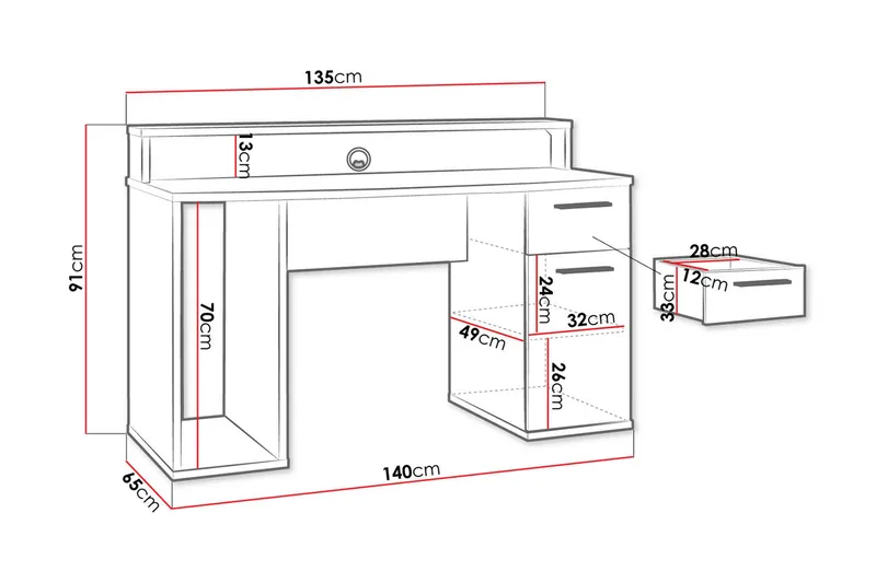 Ayora Gamingbord 140 cm - Svart - Möbler - Bord & matgrupp - Kontorsbord - Gamingbord