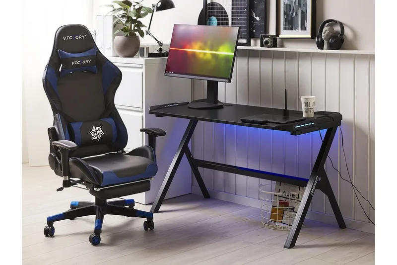 Danvers Gamingbord 120 cm med LED-belysning - Svart/Grå - Möbler - Bord & matgrupp - Kontorsbord - Gamingbord