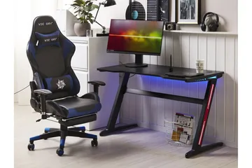 Darfur Gamingbord 120 cm med LED-belysning - Grå/Svart - Möbler - Bord & matgrupp - Kontorsbord - Gamingbord