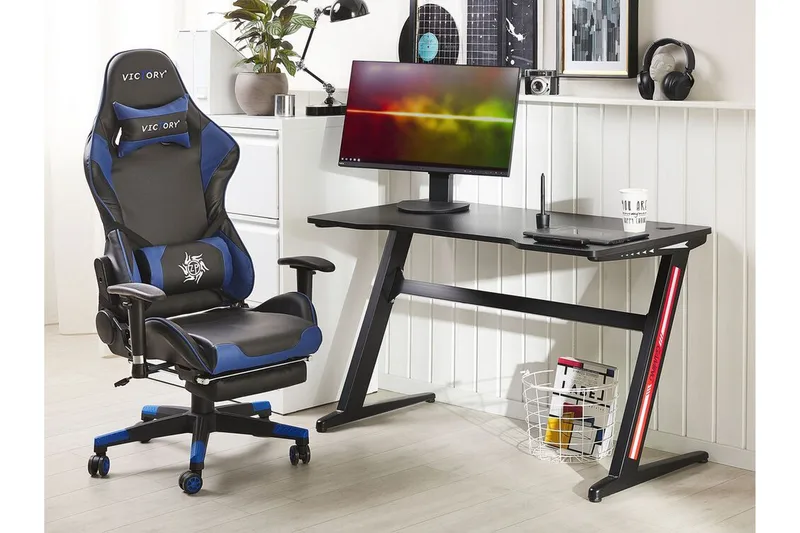 Darfur Gamingbord 120 cm med LED-belysning - Grå/Svart - Möbler - Bord & matgrupp - Kontorsbord - Gamingbord