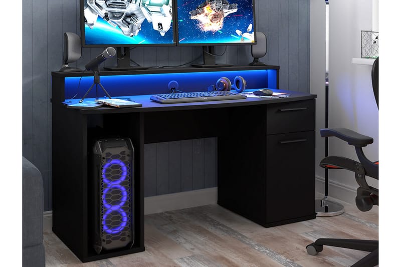 Gamingbord Carcelen 140 cm - Svart - Möbler - Bord & matgrupp - Kontorsbord - Gamingbord