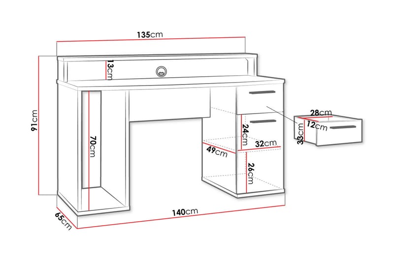 Gamingbord Carcelen 140 cm - Svart - Möbler - Bord & matgrupp - Kontorsbord - Gamingbord