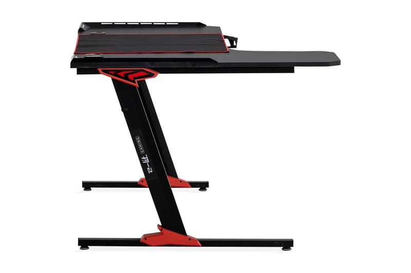 Gamingbord Nursu LED-ljus 140 cm + Mugghållare & Hörlurshåll - Svart - Möbler - Bord & matgrupp - Kontorsbord - Gamingbord
