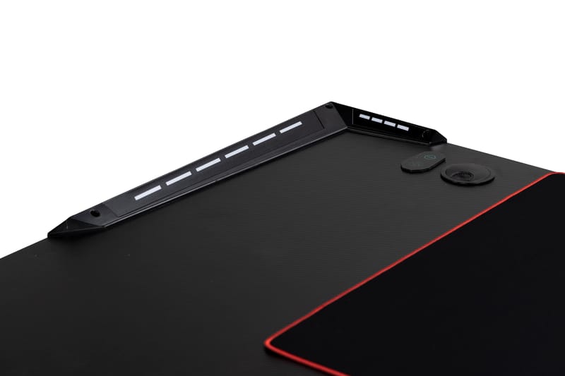 Gamingbord Nursu LED-ljus 140 cm + Mugghållare & Hörlurshåll - Svart - Möbler - Bord & matgrupp - Kontorsbord - Gamingbord